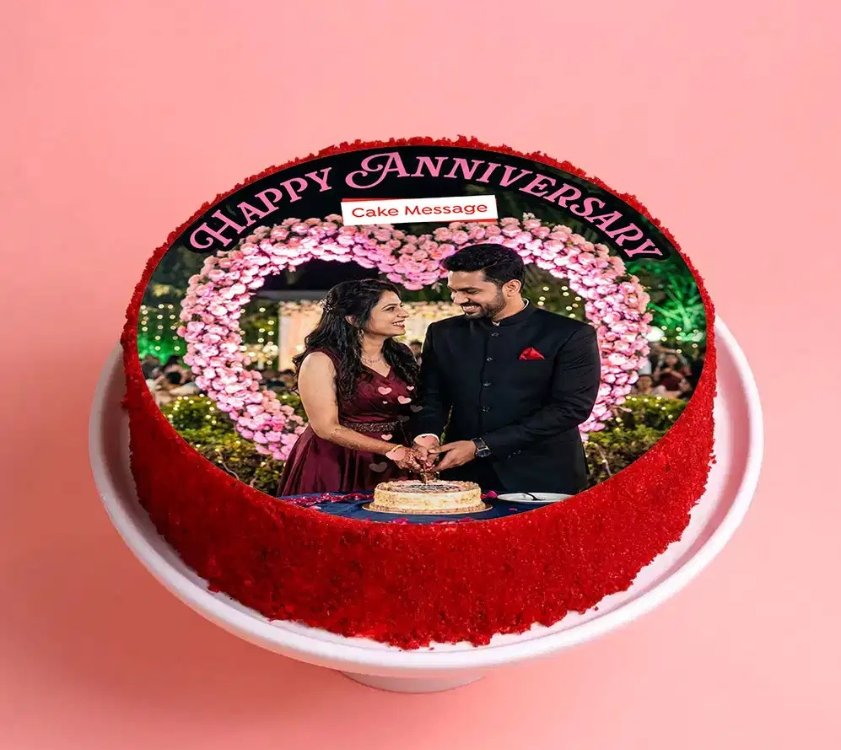 Round Red Velvet Photo Cake