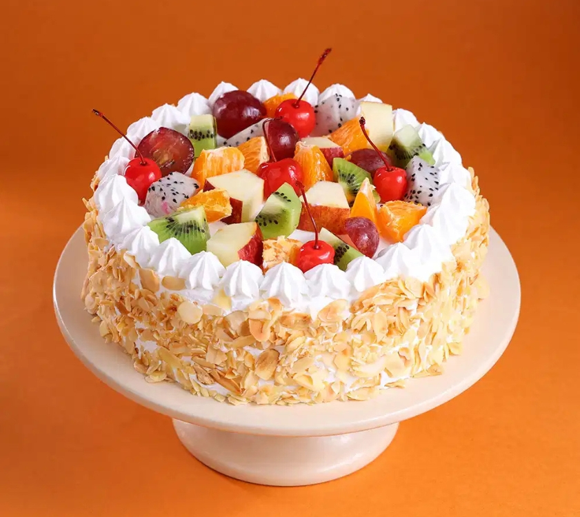 Tropical Fruit & Almond Cake - Fresh Cake